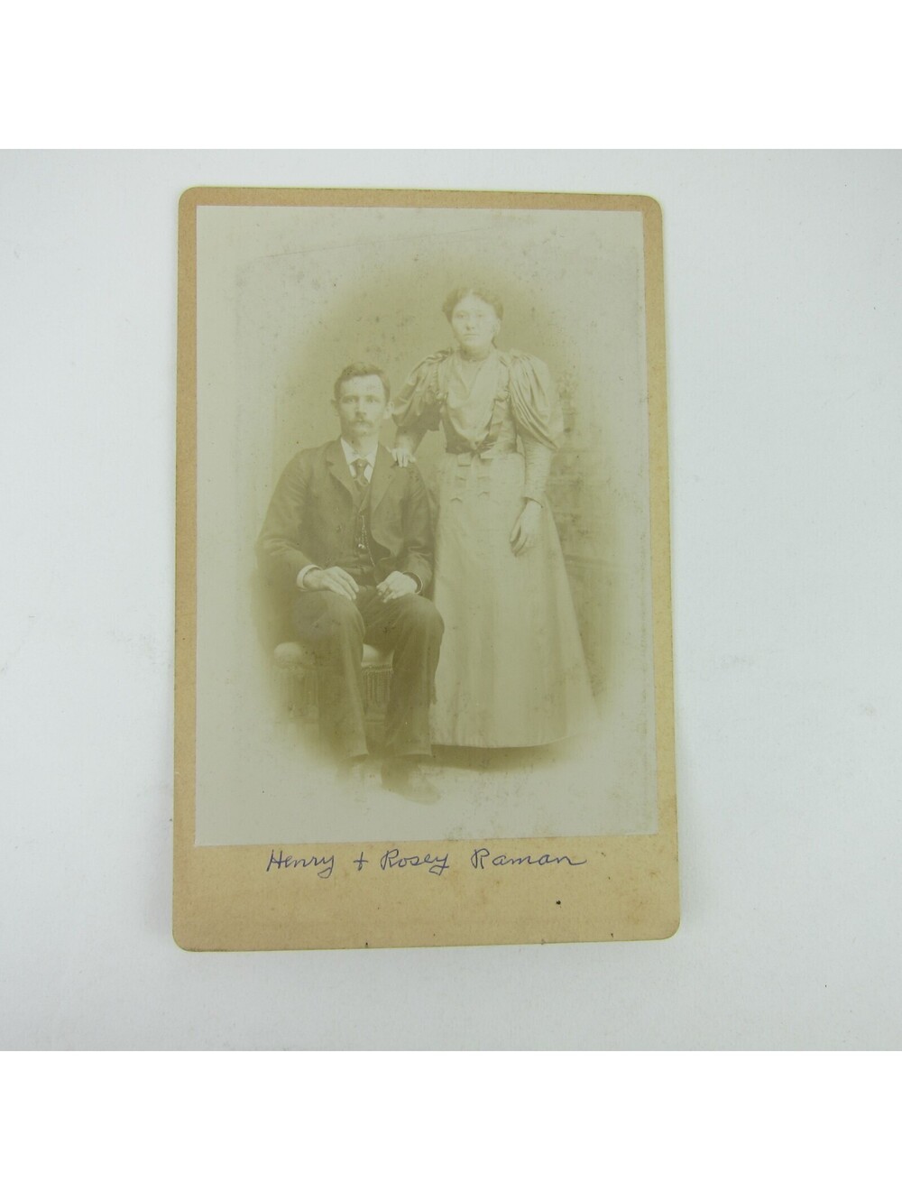 Cabinet Card Photograph Man & Woman Henry & Rosey Raman of Darke Co Ohio Antique